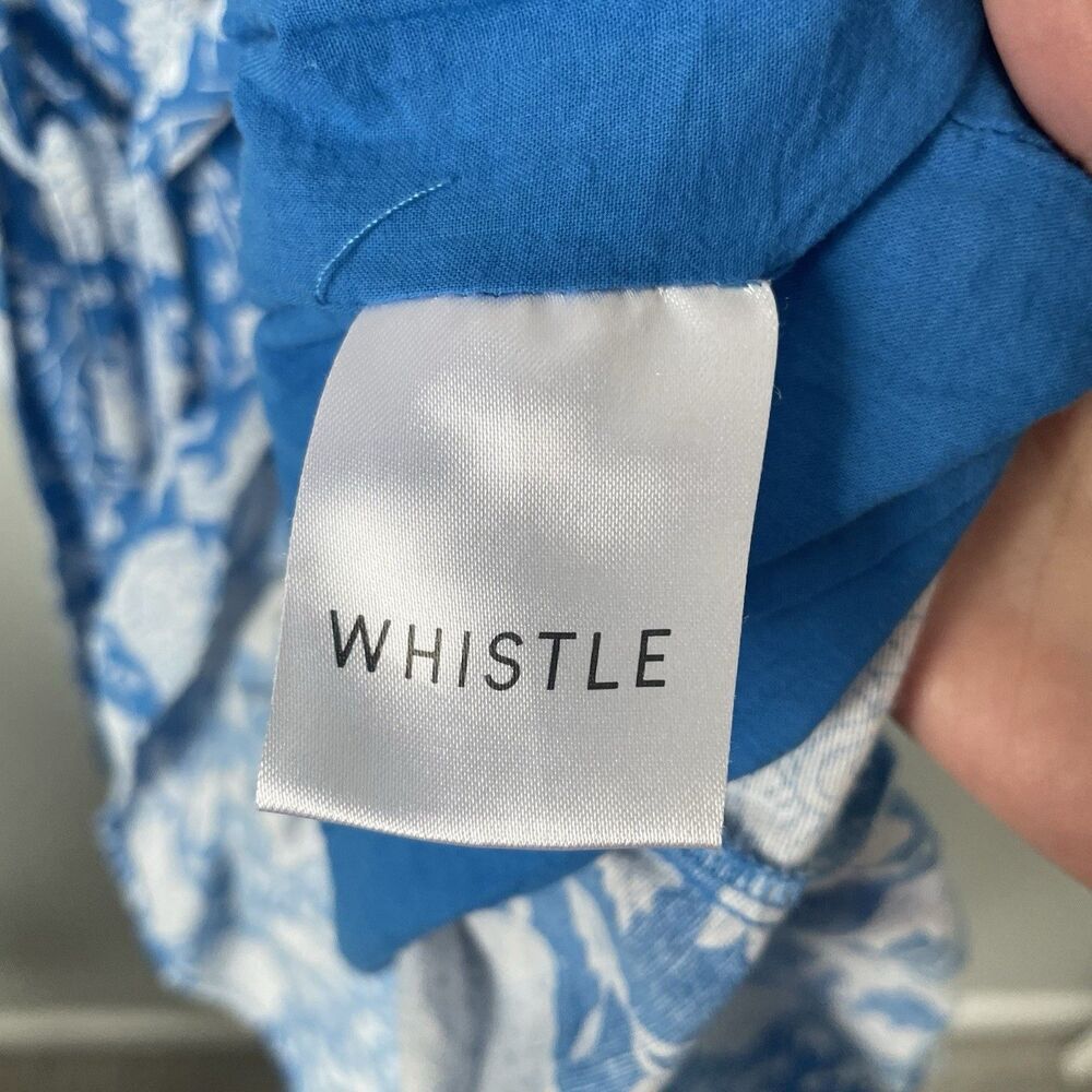 WHISTLE Boutique Maxi Dress Floral Pattern Blue Flowy Strapless Women's Size 14 - Picture 10 of 11